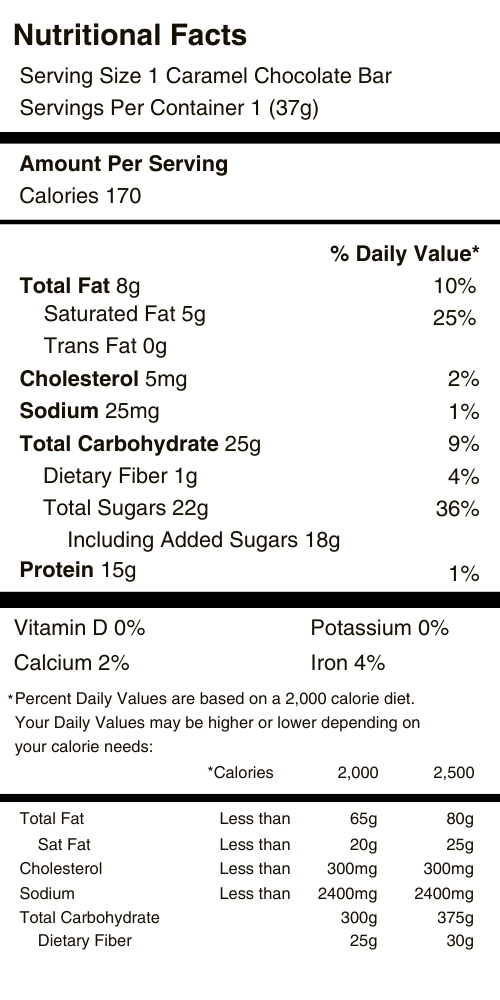 Caramel Bar Nutritional Facts