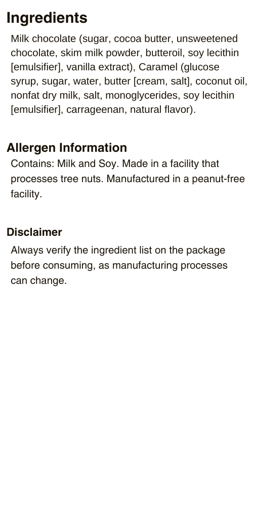 Creamy Caramel Bar Ingredients