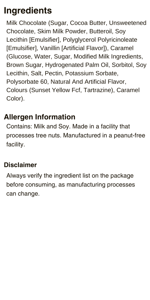 Caramel Bar Ingredients