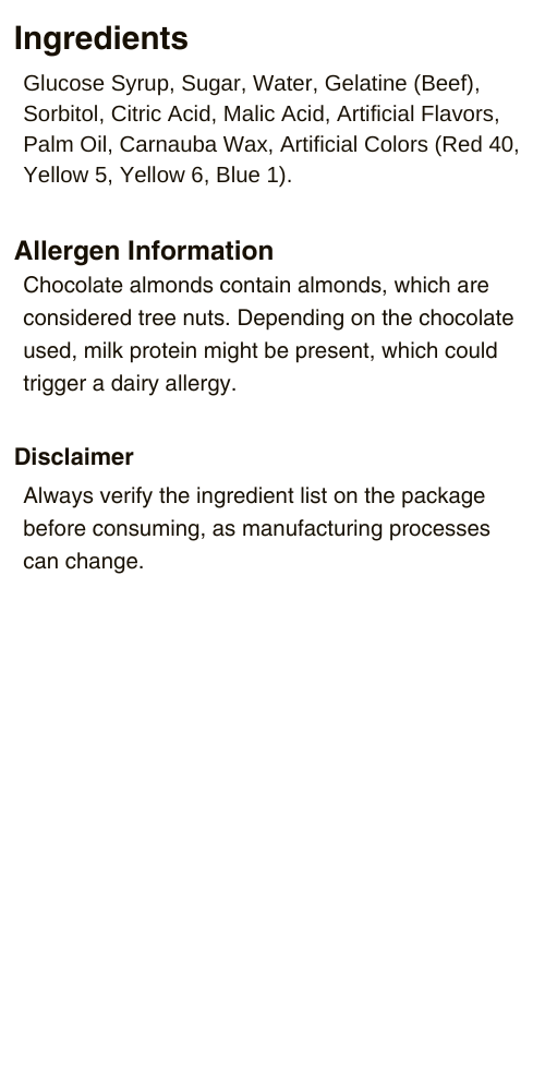 Chocolate Covered Almonds Ingredients