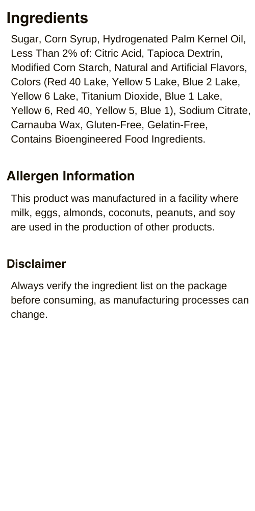 Original Freeze Dried Candy Ingredients