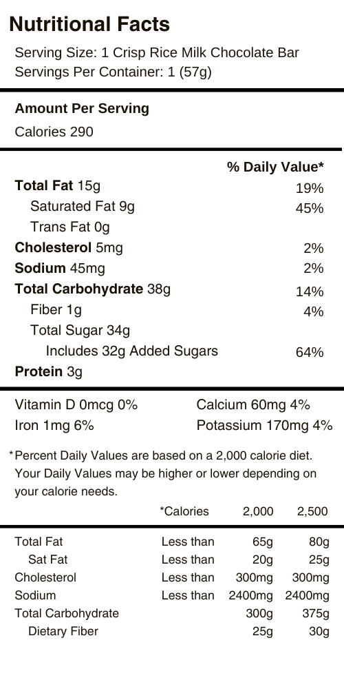 Crisp Rice Bar Nutritional Facts