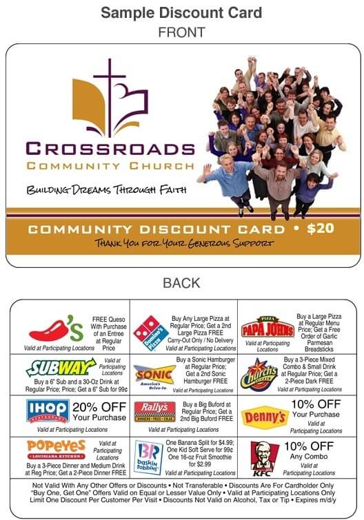 Sample Church Discount Card