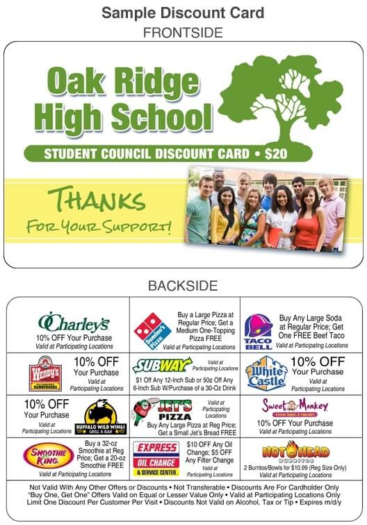 Sample Student Council Discount Card
