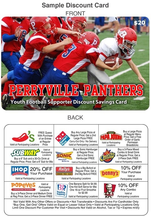 Sample Youth Football Discount Card