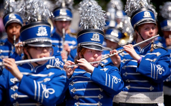 High school band flute players