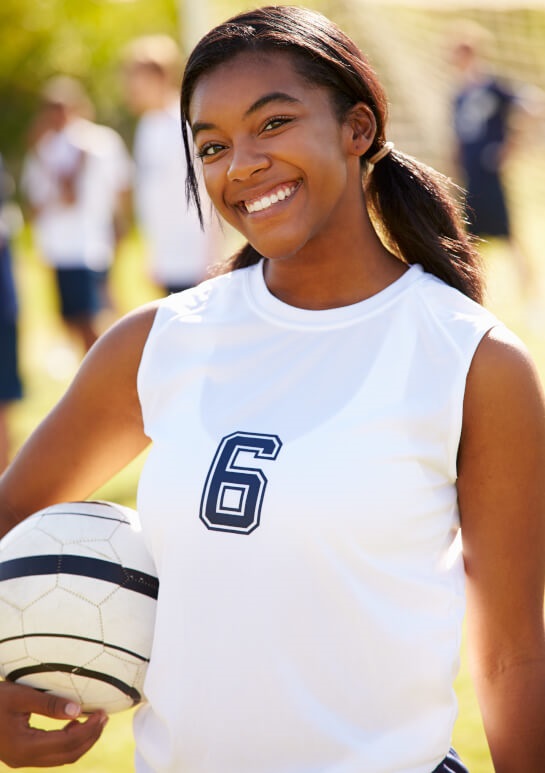 High school girl soccer player