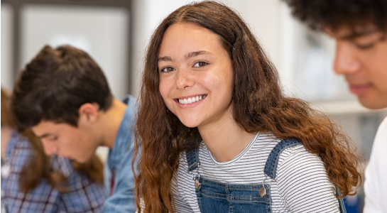 High school student in classroom