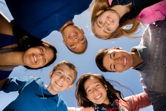 Middle school student huddle